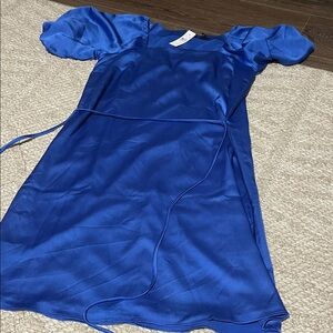 Ann Taylor Elegant Blue Satin Dress